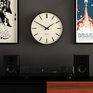 Radio City Wall Clock | Bold Black Marker Dial | Matte Black