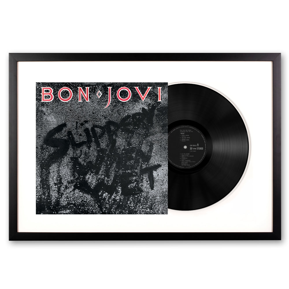 Framed Bon Jovi - Slippery When Wet Vinyl Album Art | Classic Rock Wall Decor