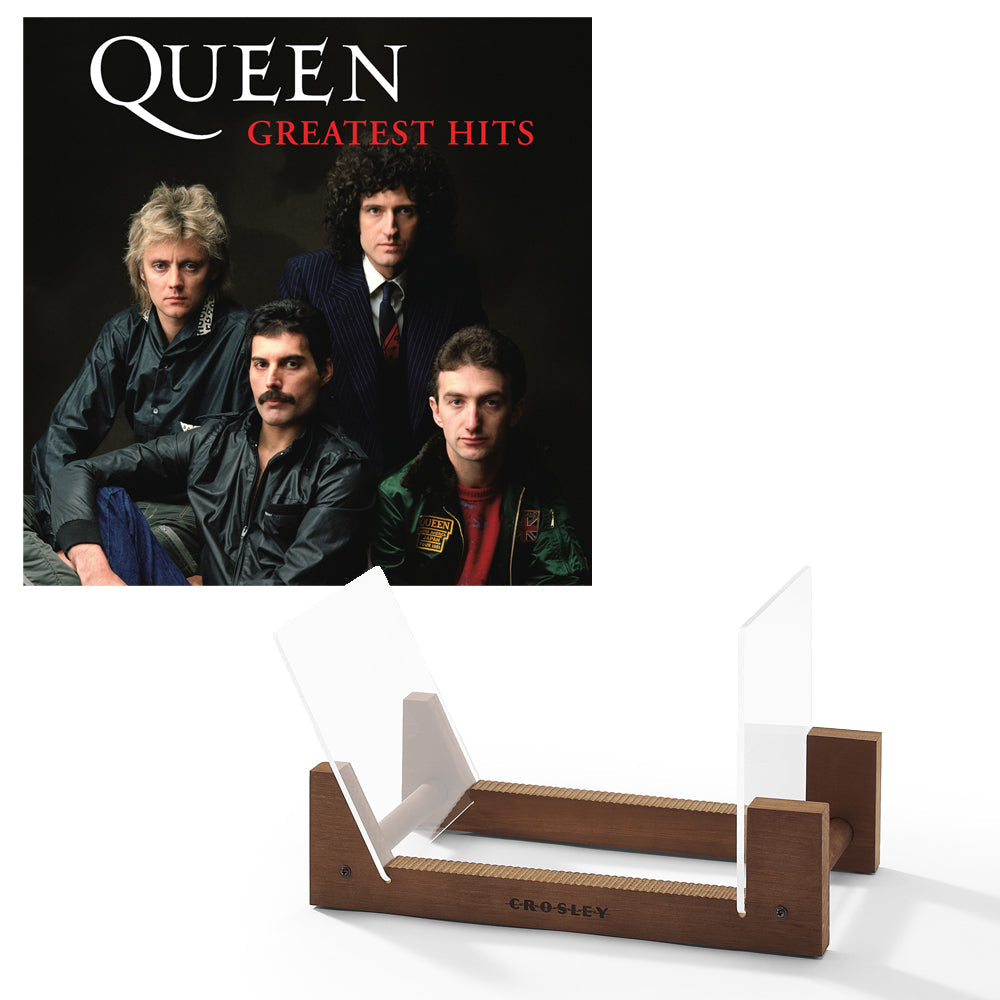 Queen - Greatest Hits Double Vinyl Album & Crosley Record Storage Display Stand