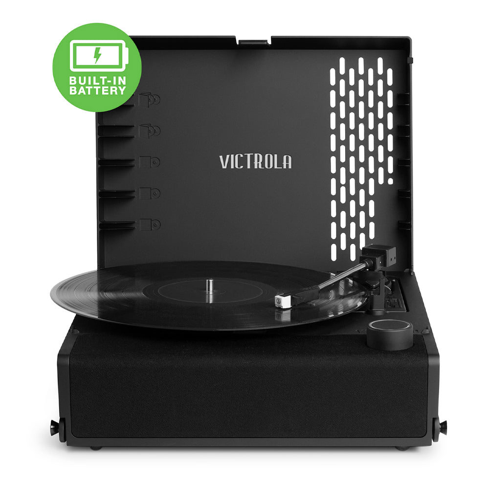 Victrola Revolution Go Turntable | Black | Entertainment Stand Bundle | Black