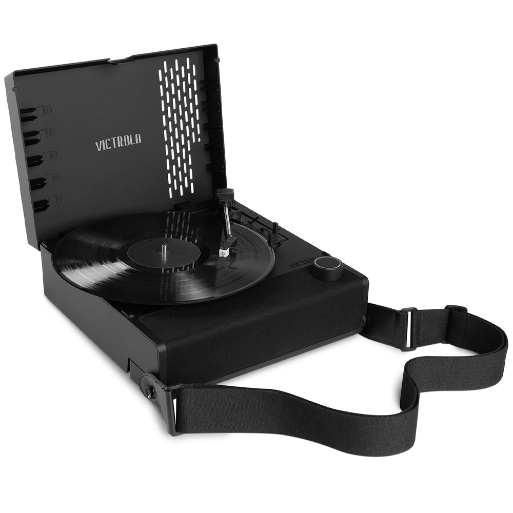 Victrola Revolution Go Turntable | Black | Entertainment Stand Bundle | Black