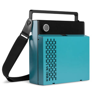 Victrola Revolution Go Turntable | Blue | Entertainment Stand Bundle | Black
