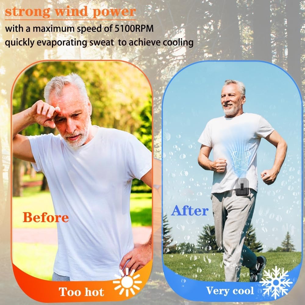20000mAh Portable Waist Fan | Hanging Neck Fan | Strong Wind | Power Bank & LED Light | Outdoor Sports & Work