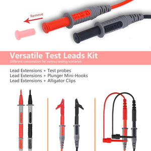 KAIWEETS Electrician Test Leads Kit | Soft Silicone | CAT III 1000V & CAT IV 600V | 9-Piece Set with Alligator Clips