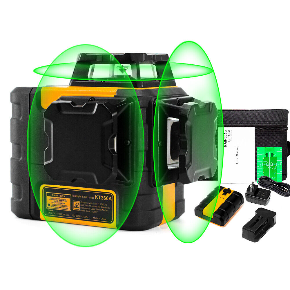 KAIWEETS Green Laser Level | KT360A | 3 x 360° Rotary Self-Leveling | 1 Rechargeable Battery