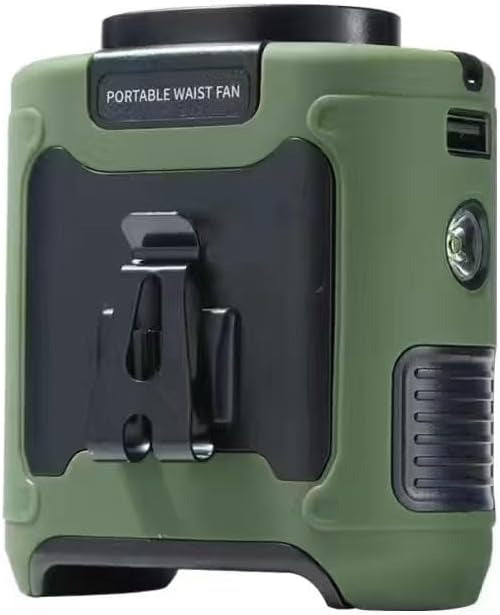 10000mAh Portable Outdoor Waist Fan | Hanging Neck | Strong Wind with Power Bank | LED Lighting for Emergency | Sports & Outdoor Working (Green)
