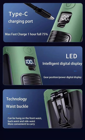 10000mAh Portable Outdoor Waist Fan | Hanging Neck | Strong Wind with Power Bank | LED Lighting for Emergency | Sports & Outdoor Working (Green)