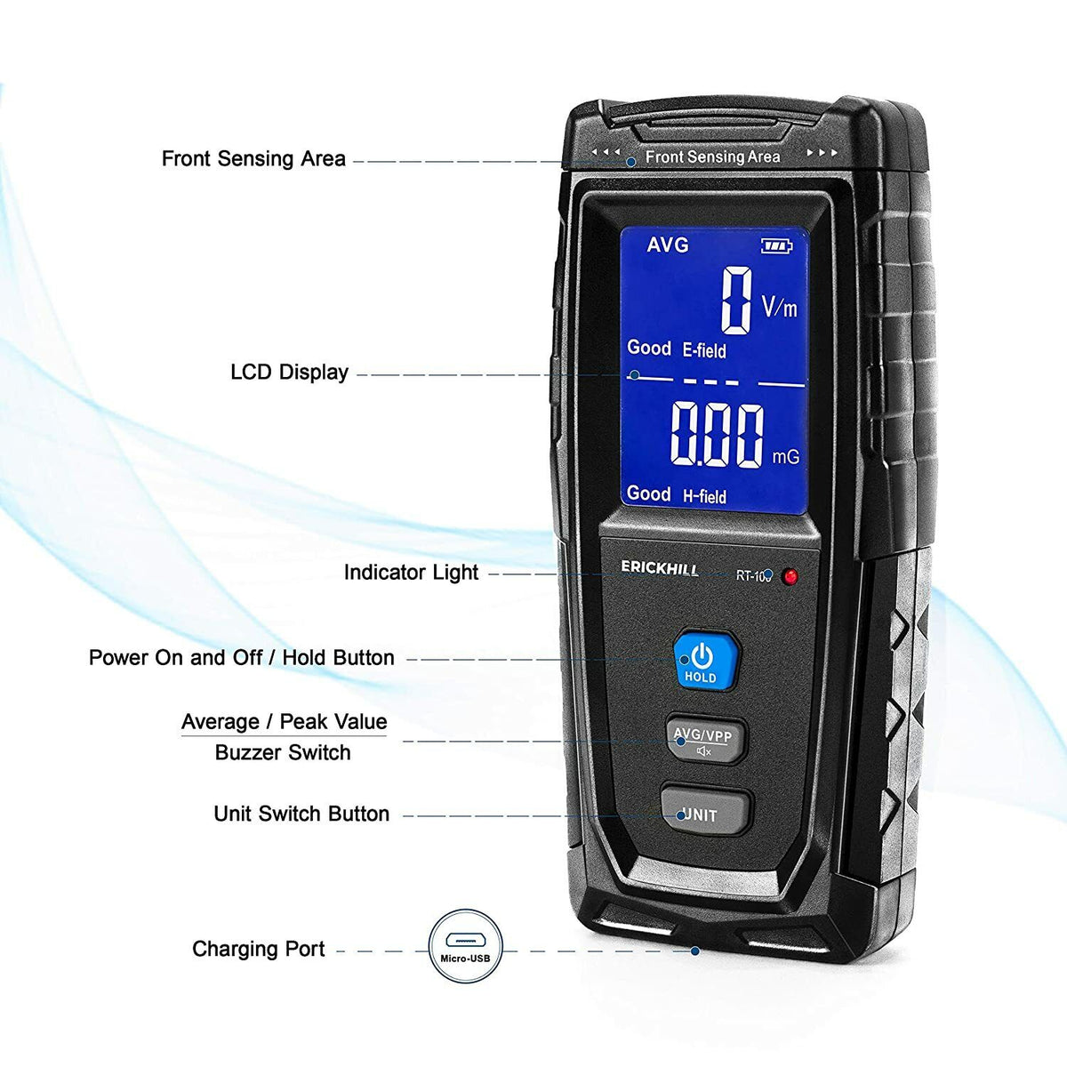 ERICKHILL Digital EMF Meter | Electromagnetic Field Radiation Detector Machine