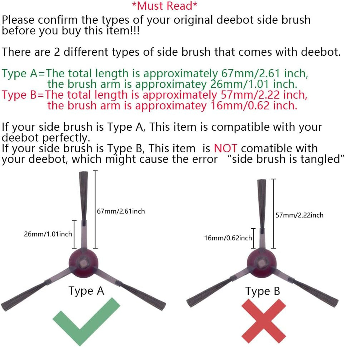 Side Brush Value Pack | Compatible with Ecovacs Deebot 700, 750, 920, 950, T5, N8, T8, T9, NEO, X1, T20