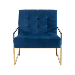 Carman Arm Chair | Blue Velvet | Comfortable Upholstered Seat | Modern Design