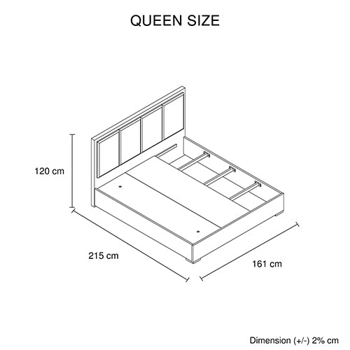 Queen 4-Piece Bedroom Suite with Tallboy | Fabric Upholstery | MDF | Black & Cement Colour Combination