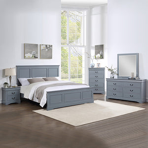 5-Piece Bedroom Suite | Solid Wood & MDF | Queen Size | Grey Colour | Bed, Bedside Table, Dresser & Tallboy