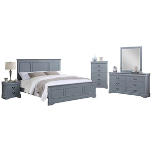 5-Piece Bedroom Suite | Solid Wood & MDF | Queen Size | Grey Colour | Bed, Bedside Table, Dresser & Tallboy