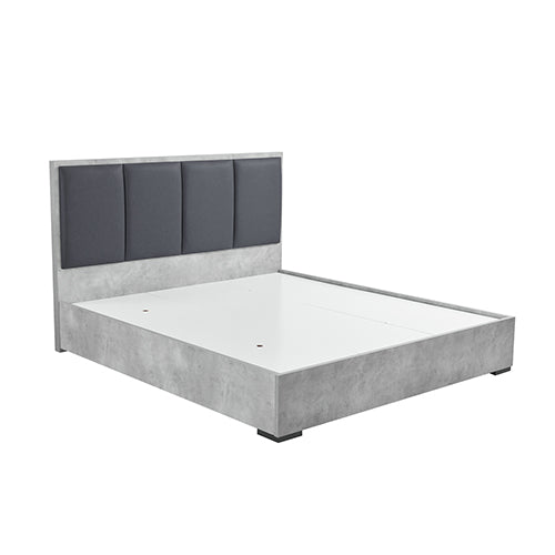 Queen Bed Frame | Fabric Upholstery | MDF | Cement Colour