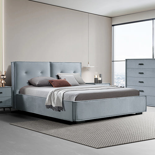 Estella Queen Bed Frame | Fabric Upholstery | KD Slat | Black