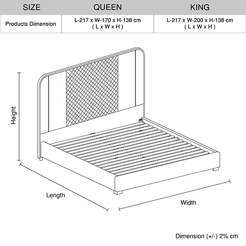 Halcyon Bed Frame | Air Leather Padded Upholstery | High-Quality Slats | Polished Stainless Steel Feet
