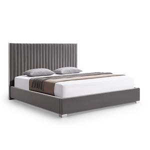 Hillsdale Bed Frame | Polyester Fabric | Padded Upholstery | High-Quality Slats | Polished Stainless Steel Feet