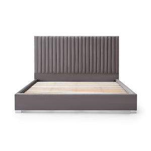 Hillsdale Bed Frame | Polyester Fabric | Padded Upholstery | High-Quality Slats | Polished Stainless Steel Feet