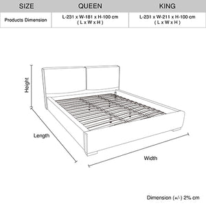 Louis King Bed Frame | PU Leather | KD Slats | Wooden Legs