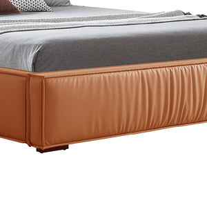 Louis Queen Bed Frame | PU Leather | KD Slats | Wooden Legs