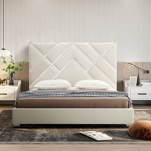 Matrix Bed Frame | Fabric Padded Upholstery | High-Quality Slats | Polished Stainless Steel Feet