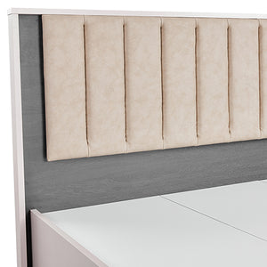 Queen Bed Frame | Fabric Upholstery | MDF | LED Headboard | Champagne Colour