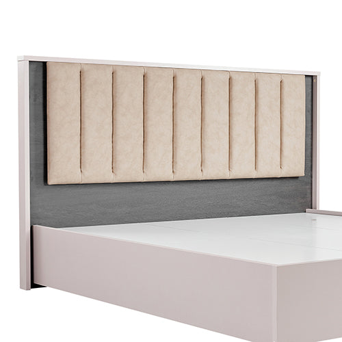 Queen Bed Frame | Fabric Upholstery | MDF | LED Headboard | Champagne Colour