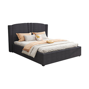Roman Bed Frame Double Size | Black Velvet Fabric | Gas Lift | Plywood & Metal Structure