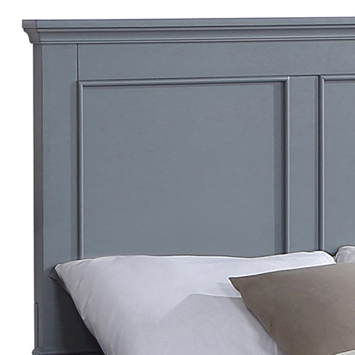King Bed Frame | Solid Wood | Slats Support | Grey Colour