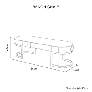 Hilda Bench Chair | Air Leather Padded Upholstered Seat | Polished Stainless Steel Feet