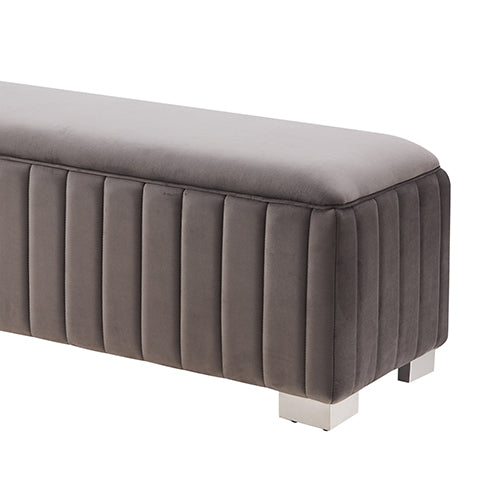 Mercer Bench Chair | Fabric Padded Upholstered Seat | Polished Stainless Steel Feet