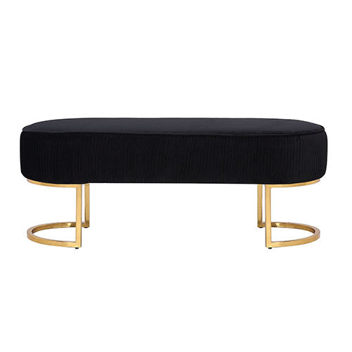 Noori Bench Chair | Black Velvet | Plush Upholstery | Elegant Design