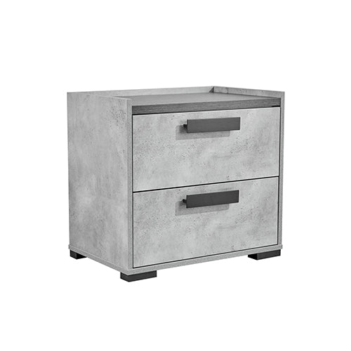 Bedside Table with 2 Storage Drawers | MDF | Black & Cement Combination | Nightstand