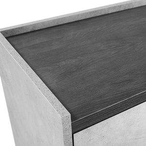 Bedside Table with 2 Storage Drawers | MDF | Black & Cement Combination | Nightstand