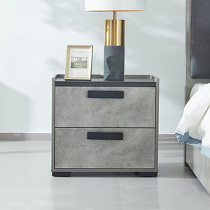 Bedside Table with 2 Storage Drawers | MDF | Black & Cement Combination | Nightstand