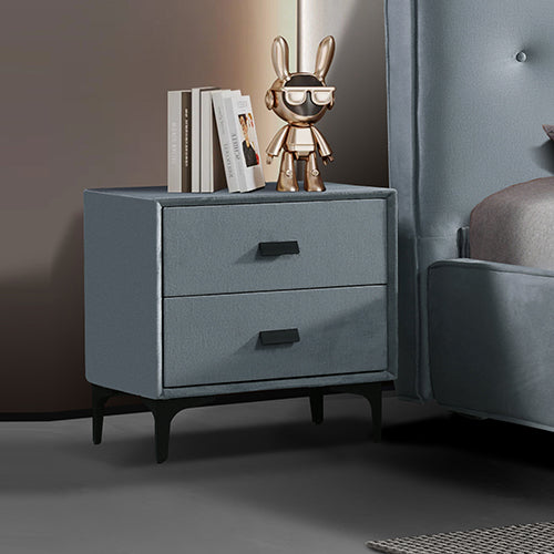 Estella Bedside Table | MDF Construction | Fabric Upholstery | Iron Feet