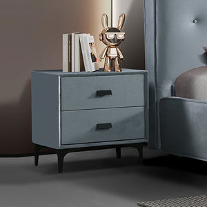 Estella Bedside Table | MDF Construction | Fabric Upholstery | Iron Feet