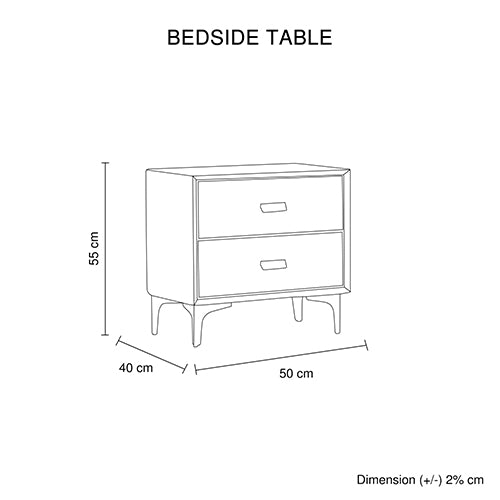 Estella Bedside Table | MDF Construction | Fabric Upholstery | Iron Feet
