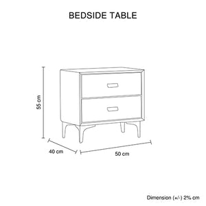 Estella Bedside Table | MDF Construction | Fabric Upholstery | Iron Feet