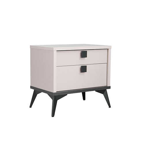Bedside Table with 2 Storage Drawers | MDF | Champagne & Black Combination | Nightstand