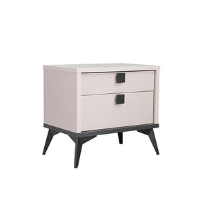Bedside Table with 2 Storage Drawers | MDF | Champagne & Black Combination | Nightstand
