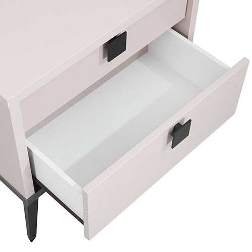 Bedside Table with 2 Storage Drawers | MDF | Champagne & Black Combination | Nightstand
