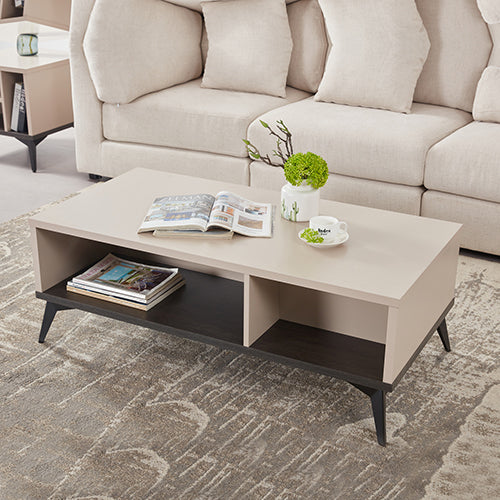 Coffee Table | 2 Open Storage Cabinets | MDF | Champagne Colour