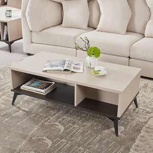 Coffee Table | 2 Open Storage Cabinets | MDF | Champagne Colour