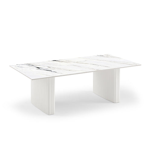 Coffee Table | Sintered Stone Top | MDF Base | Glossy White Finish