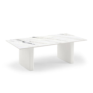 Coffee Table | Sintered Stone Top | MDF Base | Glossy White Finish