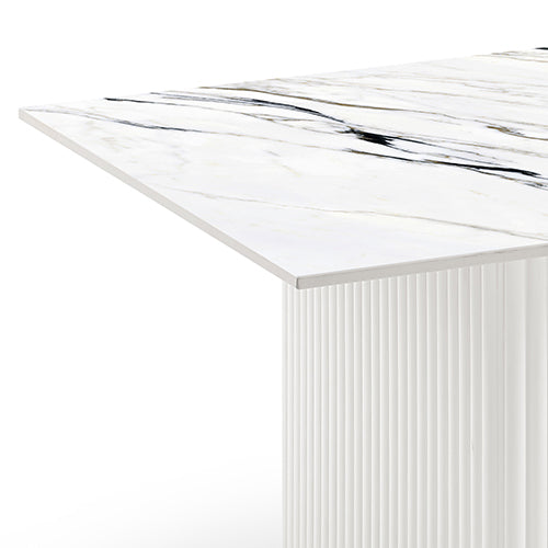 Coffee Table | Sintered Stone Top | MDF Base | Glossy White Finish
