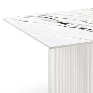 Coffee Table | Sintered Stone Top | MDF Base | Glossy White Finish