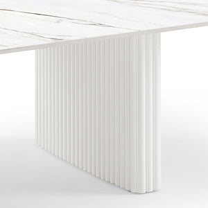 Coffee Table | Sintered Stone Top | MDF Base | Glossy White Finish