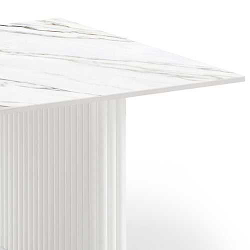 Coffee Table | Sintered Stone Top | MDF Base | Glossy White Finish
